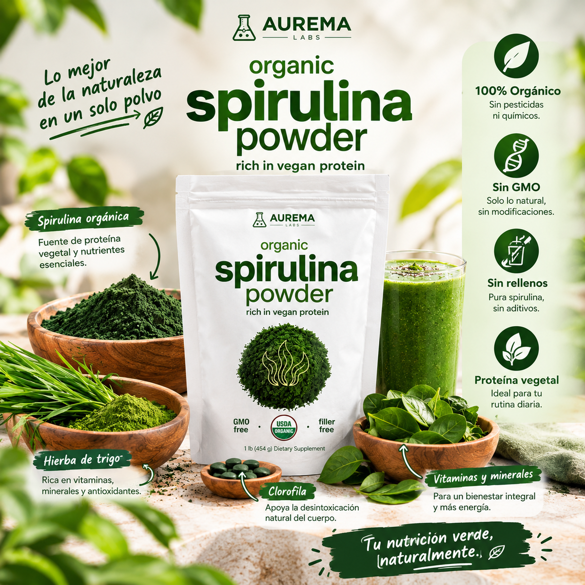 SPIRULINA- Nutrición verde para cada día.
