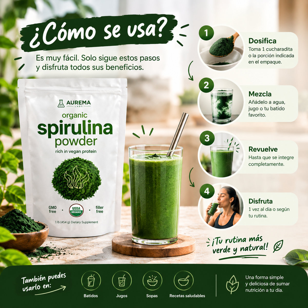 SPIRULINA- Nutrición verde para cada día.