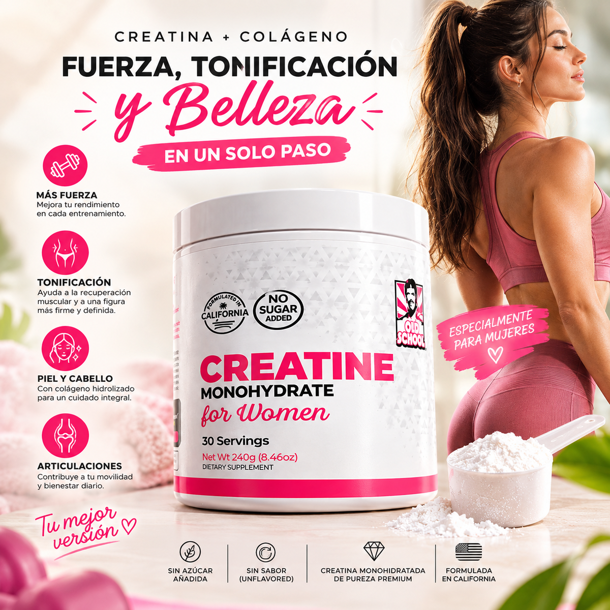 CREATINA FEMME — Fuerza y tonificación diaria.