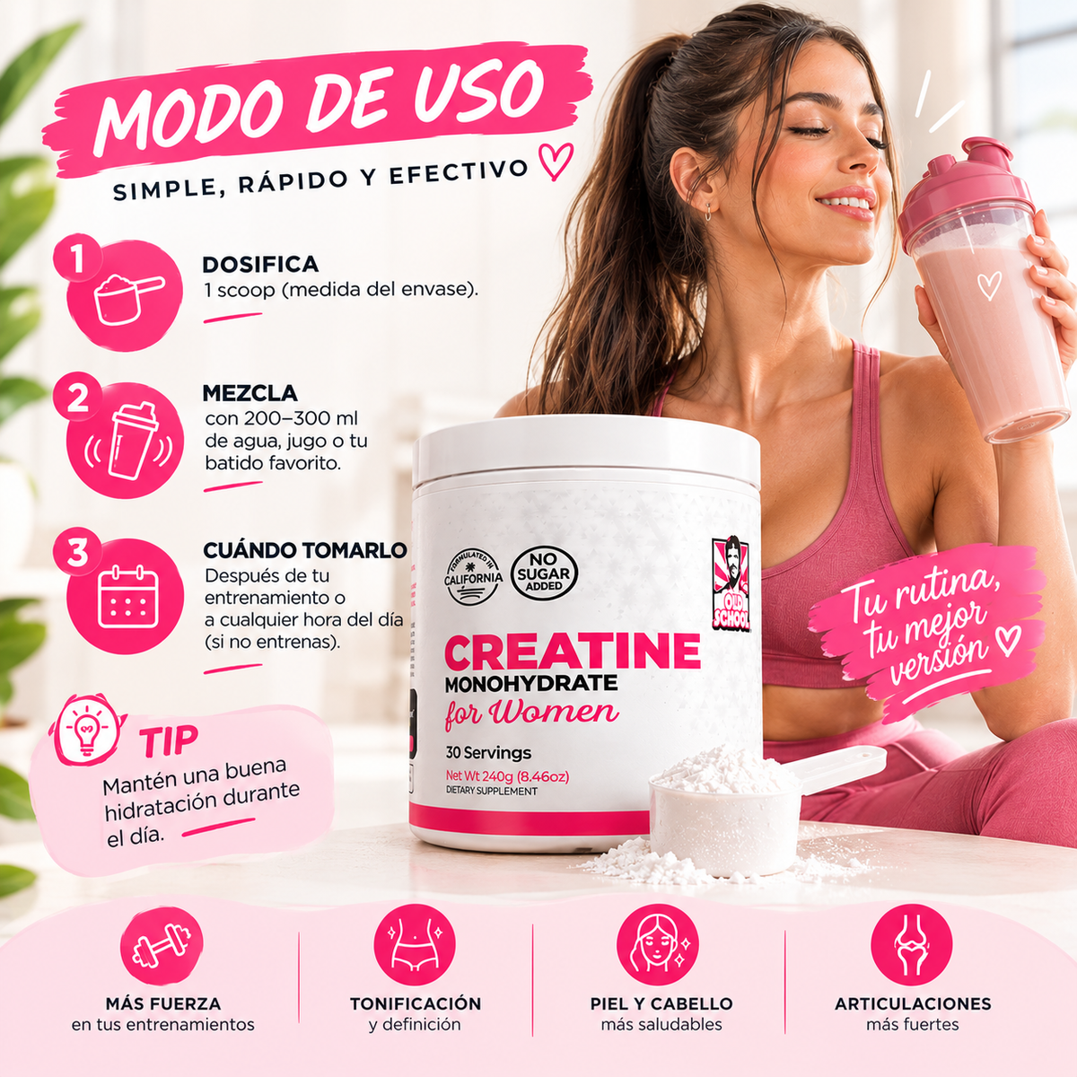 CREATINA FEMME — Fuerza y tonificación diaria.